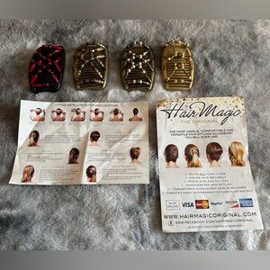 HairMagic (4) Hair Clips Set - Red- Gold- Silver - Gold (4) total in set new